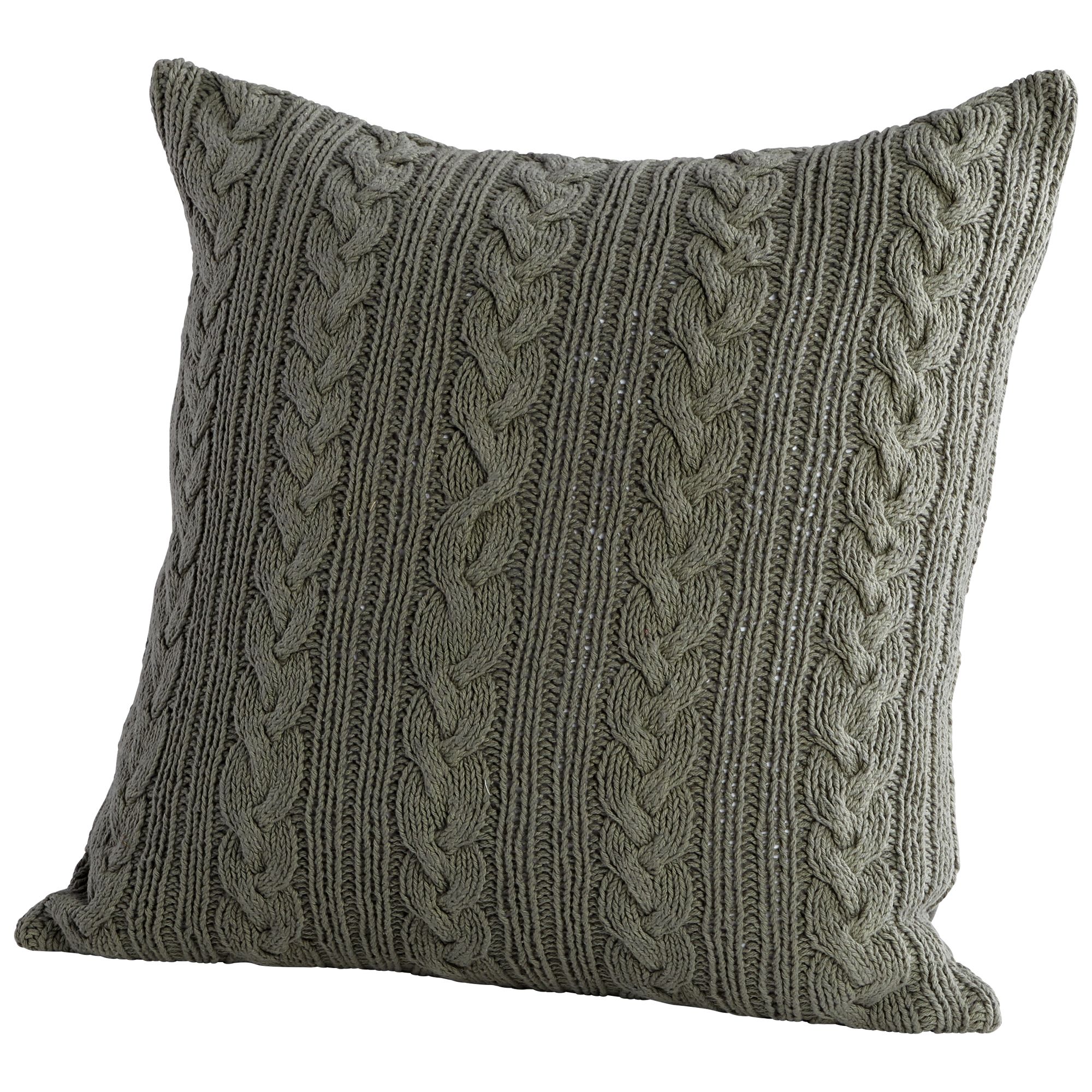 Chunky Cable Knit Throw Pillow, Green, 22" x 22"