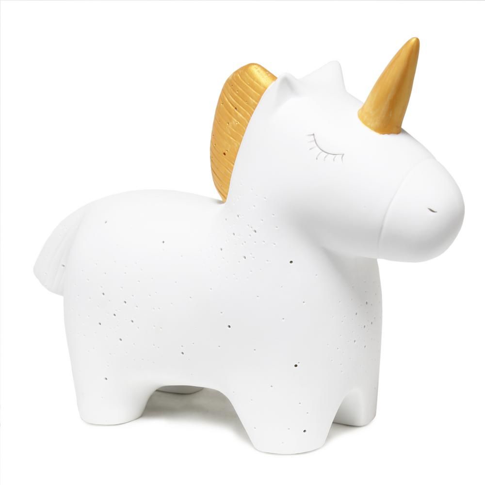 Simple Designs 9.01 inch Porcelain Unicorn Shaped Table Lamp