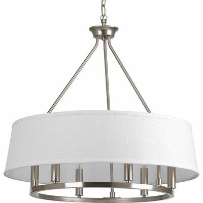 Light Shaded Drum Chandelier, Paquette 6 Light Shaded Drum Chandelier