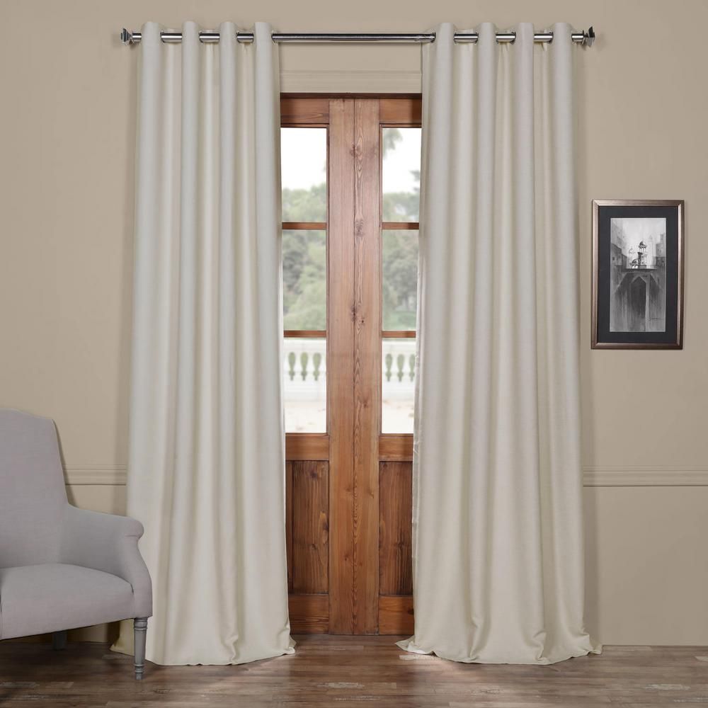 Exclusive Fabrics & Furnishings Semi-Opaque Cottage Cream Bellino Grommet Blackout Curtain - 50 in. W x 120 in. L (Panel)