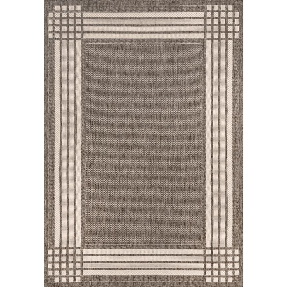 nuLOOM Legacy Striated Bordered Indoor/Outdoor Gray 6 ft. 7 in. x 9 ft. Area Rug