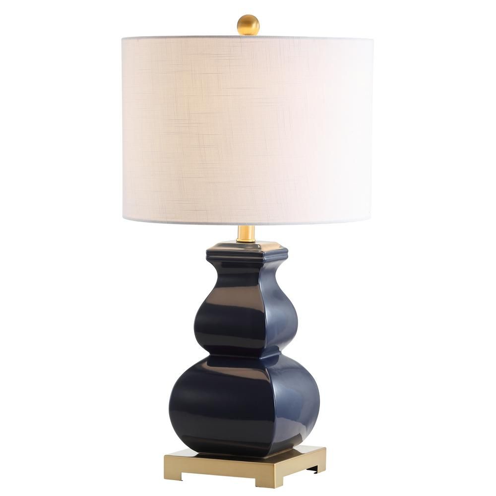 JONATHAN Y Vienna 25.5 in. Navy/Gold Ceramic LED Table Lamp