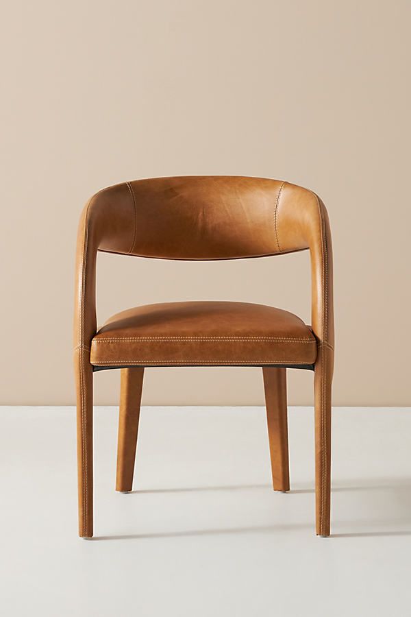 Leather Hagen Dining Chair By Anthropologie in Brown Anthropologie