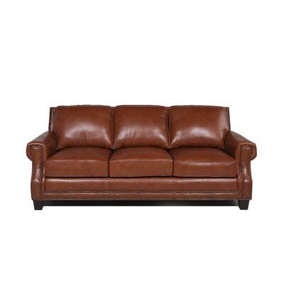 Alani 88 Wide Genuine Leather Round, Round Arm Leather Sofa