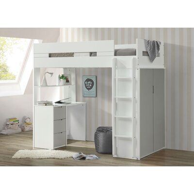 Oregon Twin Loft Bed With Desk Shelf, Twin Loft Bed With Drawers And Desk