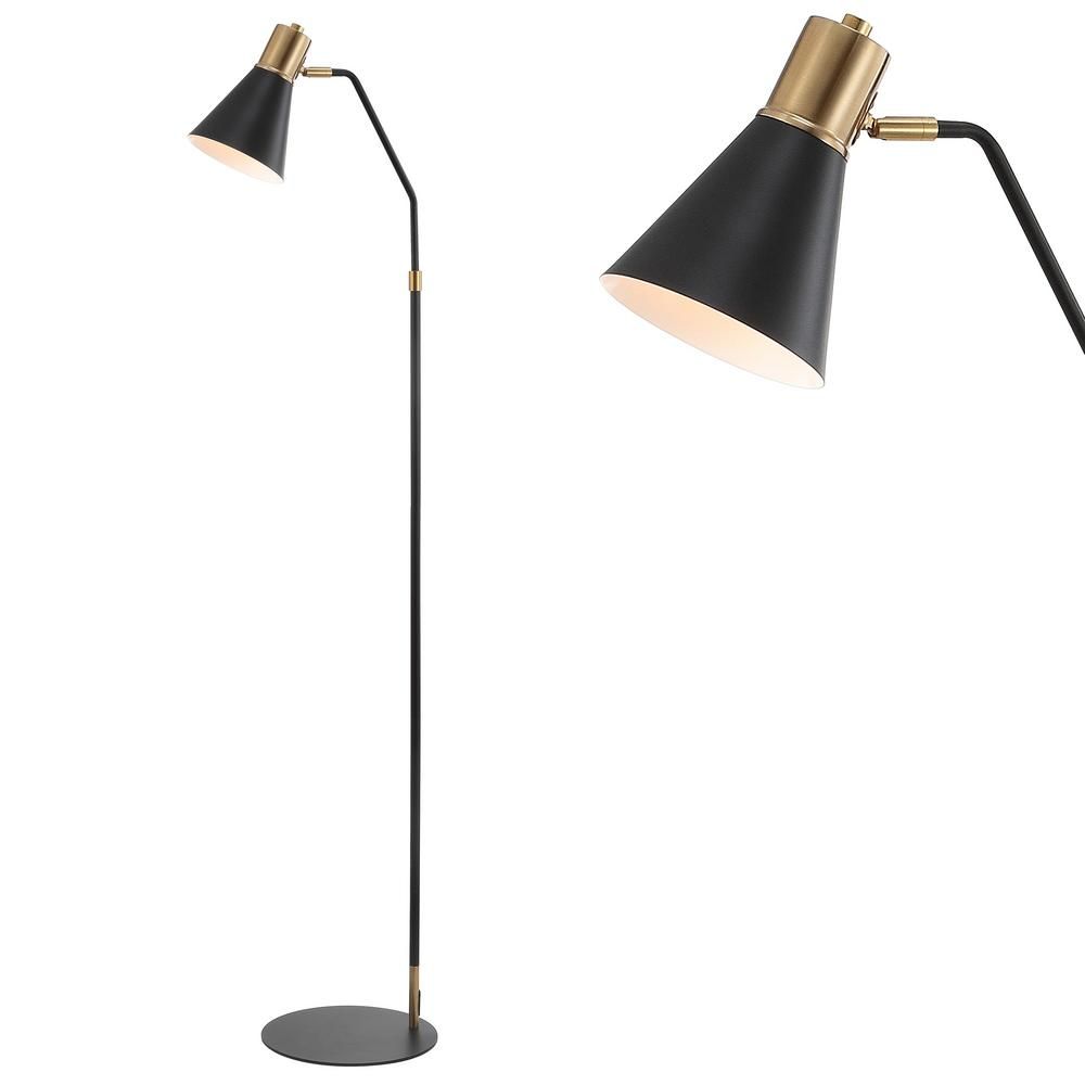 JONATHAN Y Apollo 61 in. Modern Metal LED Task Floor Lamp, Black/Brass Gold  - Home Depot | Havenly