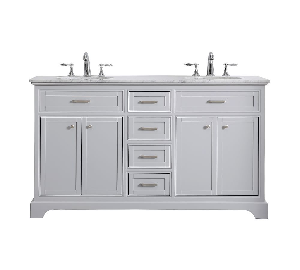 Light Gray Warner Double Sink Vanity, 60"
