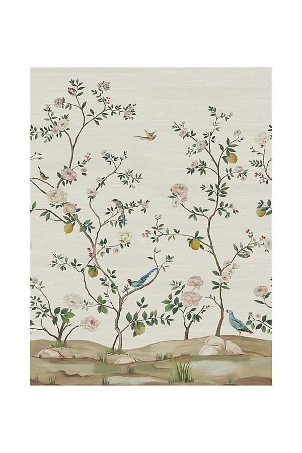 Blossom Chinoisserie Mural By Anthropologie in White