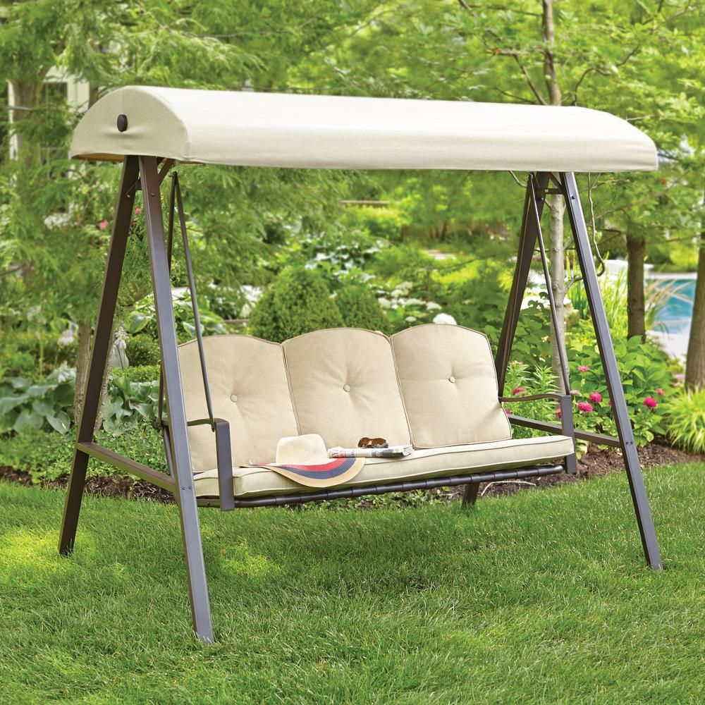 Hampton Bay Cunningham 3-Person Metal Outdoor Swing with Canopy
