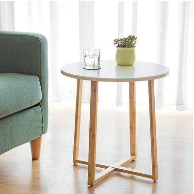 Round Accent Table Outdoor, Small Narrow Side Table White