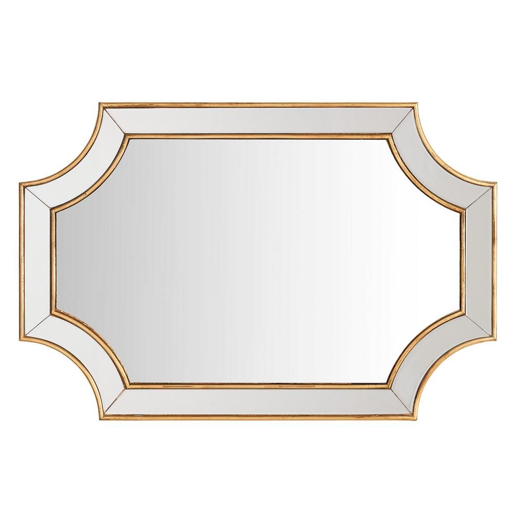 24 in. x 36 in. Irregular Shaped Beveled Mirror with Gold Trim Home