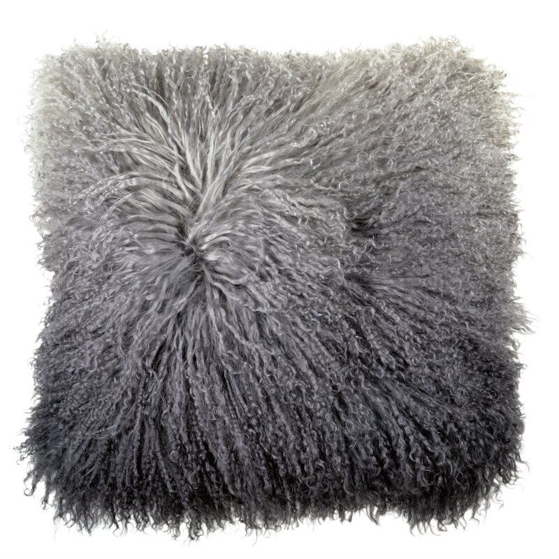 Michael Aram Dip Dye Sheepskin Ombre Throw Pillow Color: Charcoal