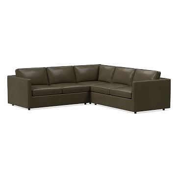 Harris Sectional Set 13: Left Arm 65" Sofa, Corner, Right Arm 65" Sofa, Poly, Saddle Leather, Slate, Concealed Support