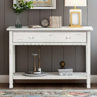 Entryway Table With Solid Wood Legs, Farmhouse Console Table With Drawers