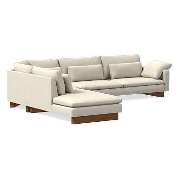 Harmony 3-Piece Right Arm Bumper Chaise Sectional, Performance Basketweave, Alabaster