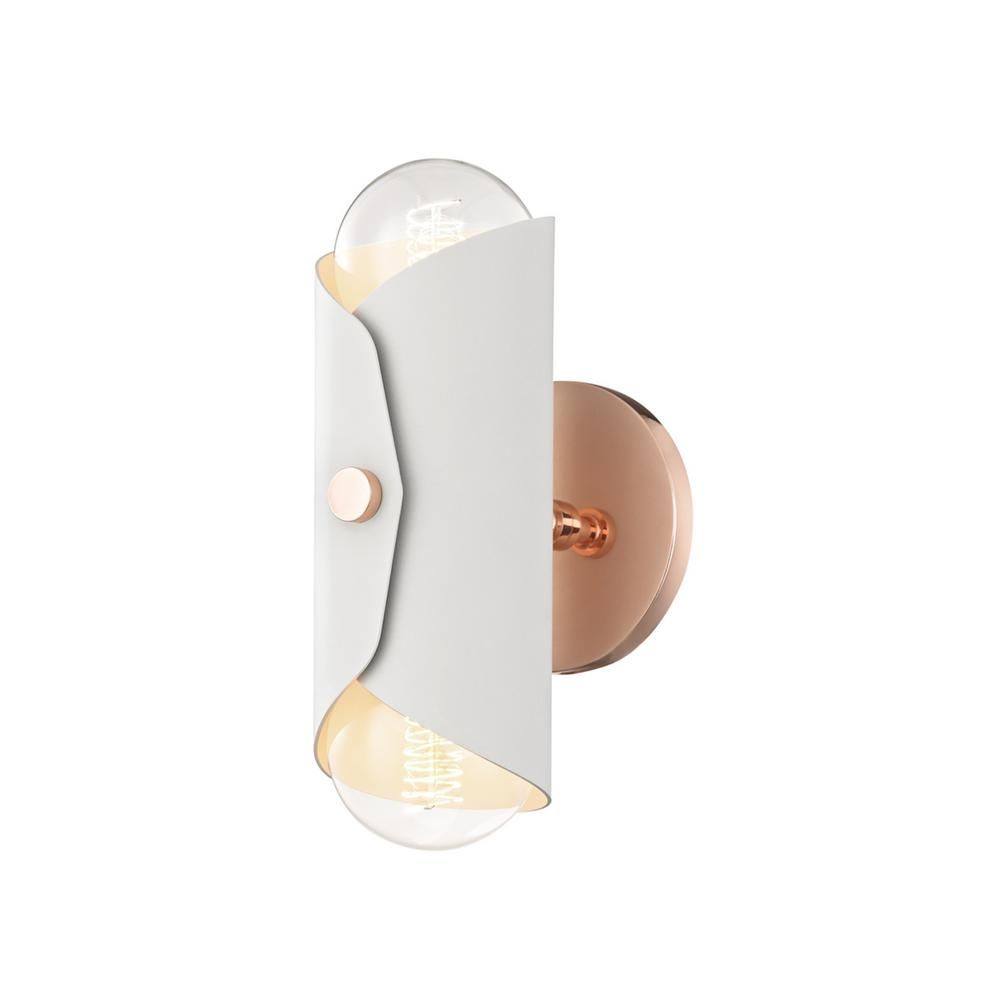 Mitzi by Hudson Valley Lighting Immo 2-Light Polished Copper Wall Sconce with White Shade