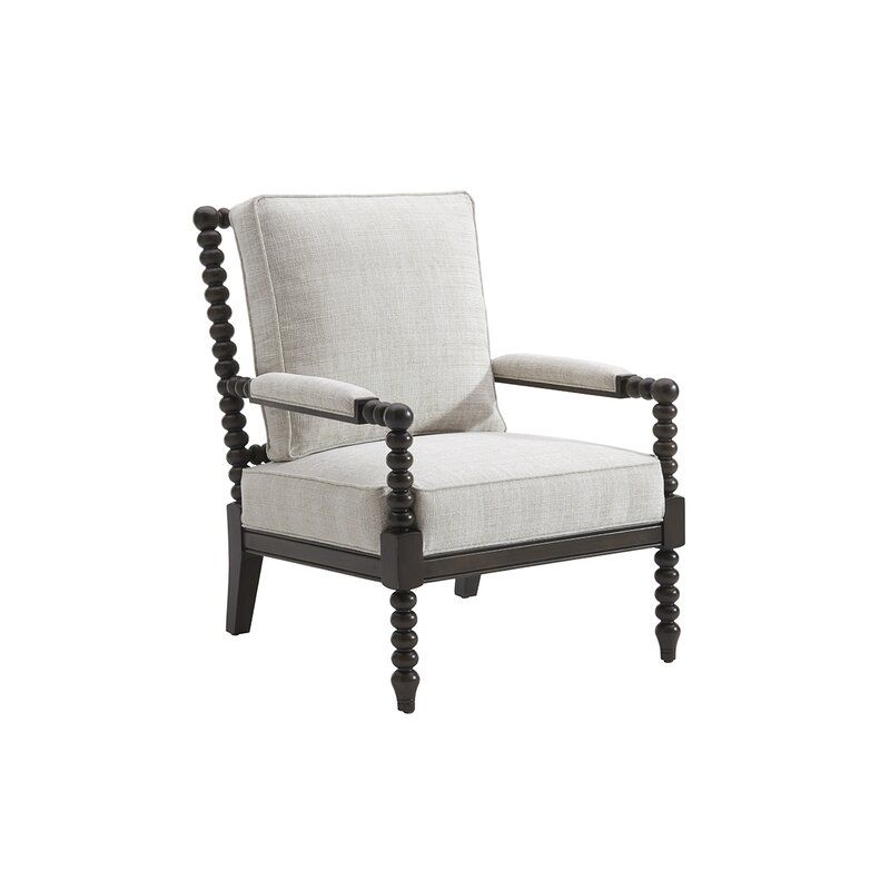 Tommy Bahama Home Kingstown Armchair Upholstery Material: Gray Polyester, Leg Color: Brown