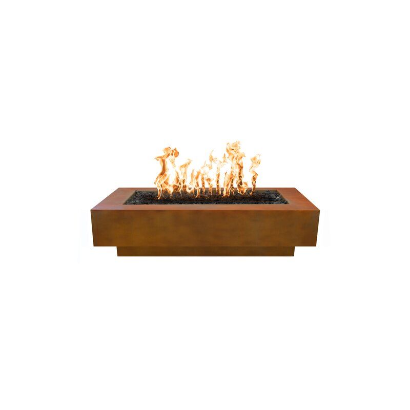 The Outdoor Plus Coronado Electronic Ignition Concrete Fire Pit Size: 15" H x 28" W x 84" D, Fuel Type: Natural Gas, Finish: Corten Steel