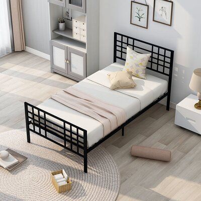 Black Metal Bed Frame Twin Size With, Wayfair Single Bed Frame