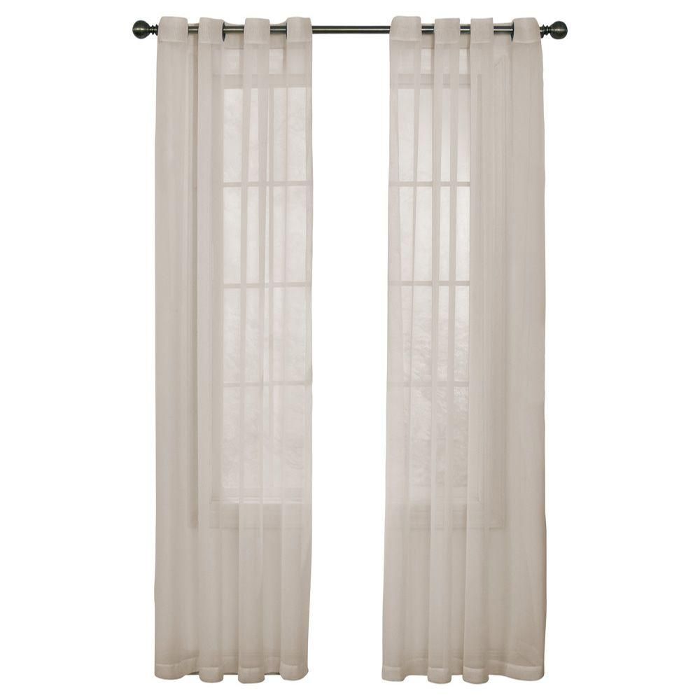 Curtain Fresh Arm and Hammer Odor Neutralizing Grommet Ivory Sheer Curtain Panel, 95 in. Length