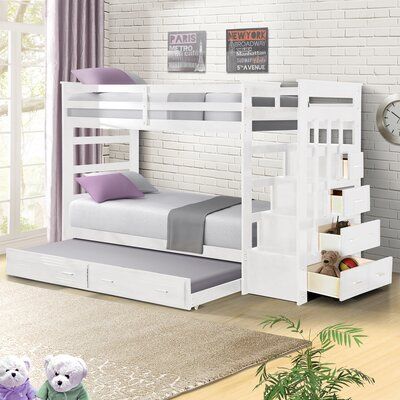 Leyburn Twin Over Bunk Bed With, Wayfair White Twin Bunk Bedside Table
