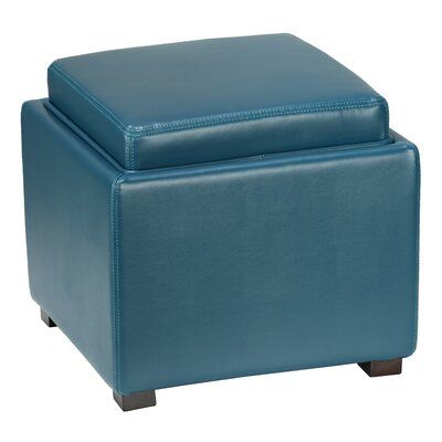 Newfield Tray Faux Leather Cube Storage, Faux Leather Cube Storage Ottoman