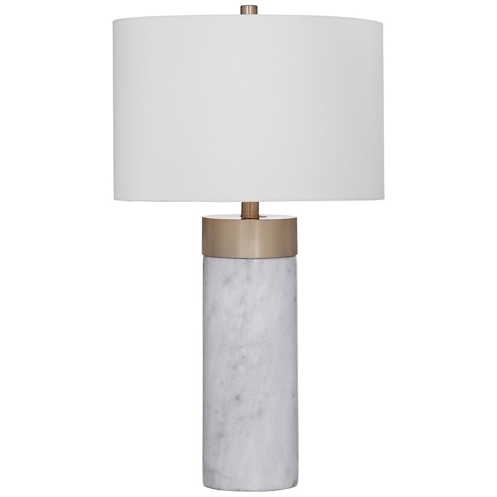 Jocelyn White Marble and Antique Brass Column Table Lamp - Style # 296E0
