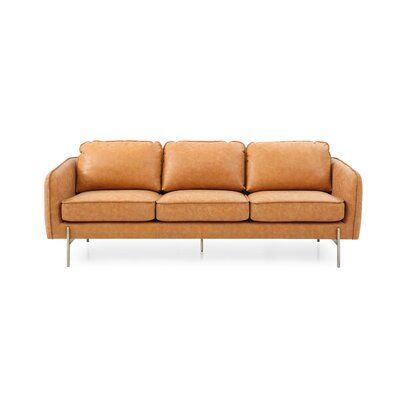 Kendra 86 5 Wide Faux Leather Round, Round Arm Leather Sofa