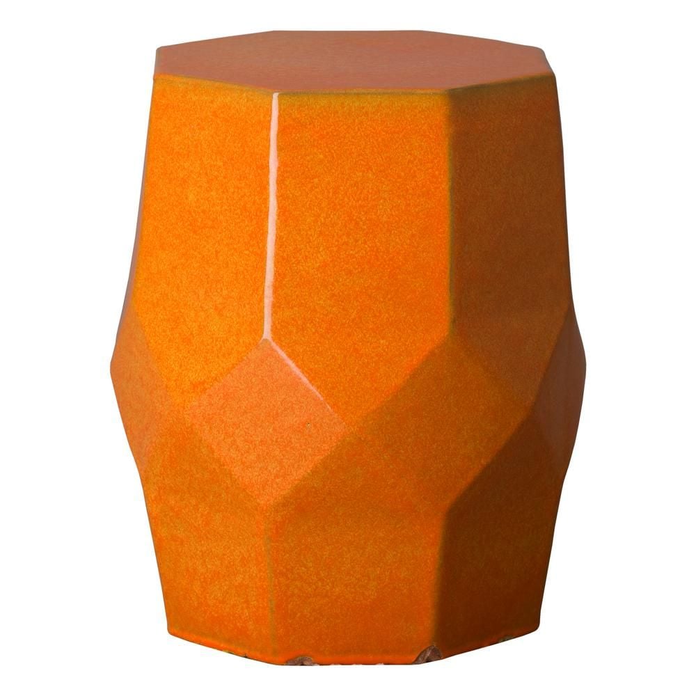 Emissary Octagon Matrix Bright Orange Ceramic Garden Stool