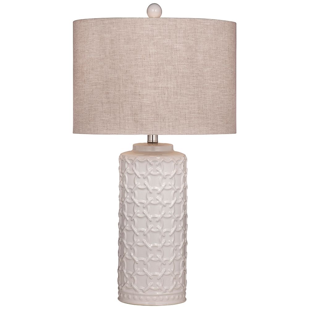 Marina White Ceramic Column Table Lamp - Style # 297E0