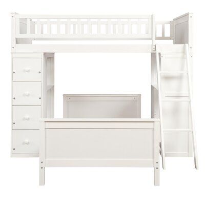 Twin Over 4 Drawer Solid Wood L, Full Over L Shaped Bunk Bed With Desk And Drawer