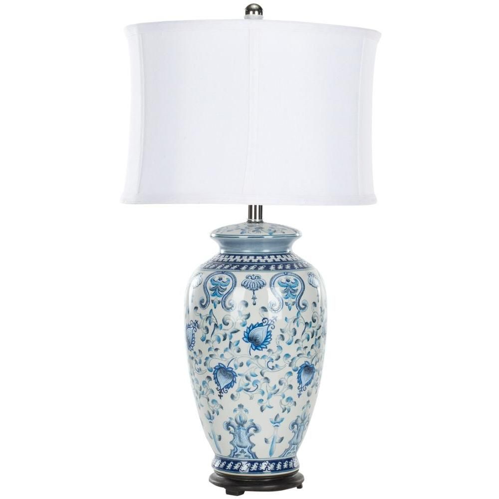Safavieh Paige 29 in. Blue and White Table Lamp