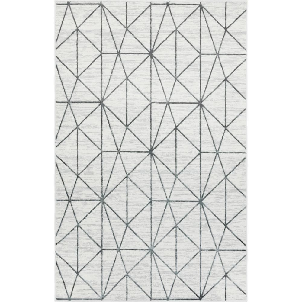 Unique Loom Matrix Trellis Geometric White 9 ft. 10 in. x 14 ft. Area Rug, Gray