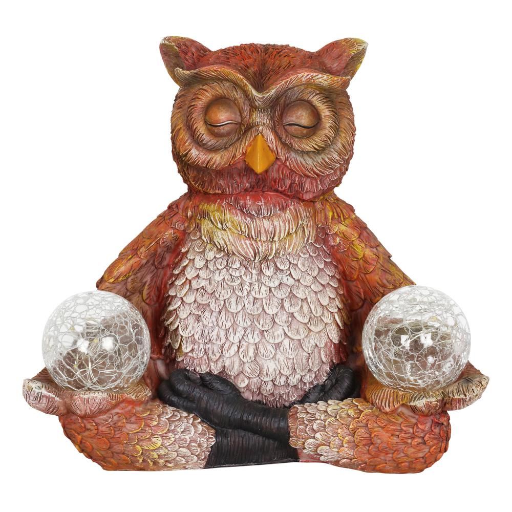 Exhart Solar Yoga Owl Statue