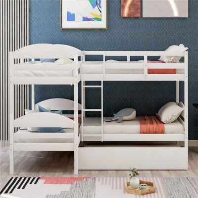 White Twin Over L Shaped Bunk Bed, Wayfair White Twin Bunk Bedside Table