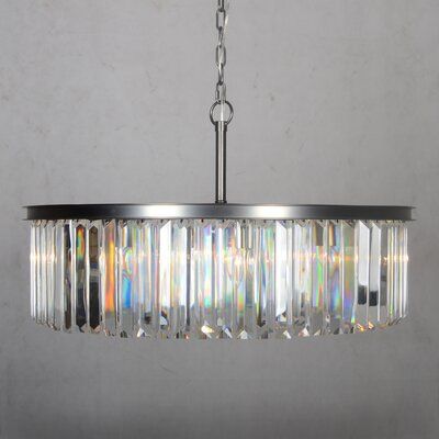 Polaris 8 Light Prism Crystal Chandelier In Matte Grey Finish Wayfair Havenly Light Prism Crystal Chandelier, 8 Light Crystal Chandelier Wayfair