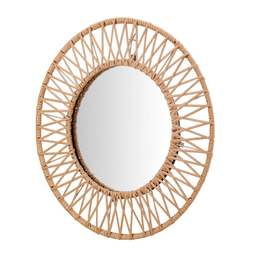 Round Natural Poly Rattan Decorative, Round Wall Mirrors At Home Depot