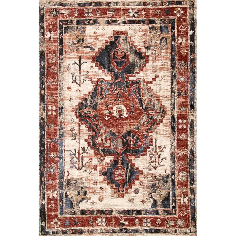 nuLOOM Desiree Tribal Distressed Red 5 ft. x 8 ft. Area Rug