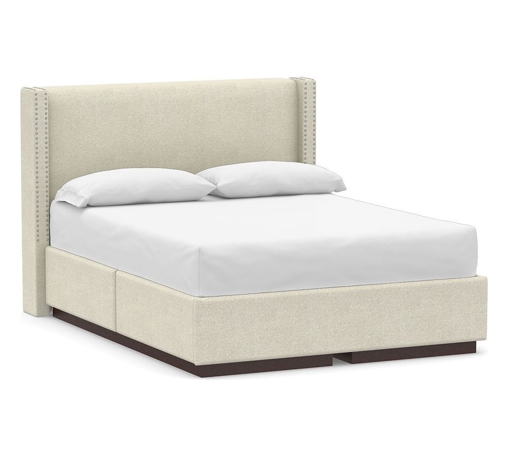 Harper NonTufted Upholstered Low Headboard and Side Storage Platform
