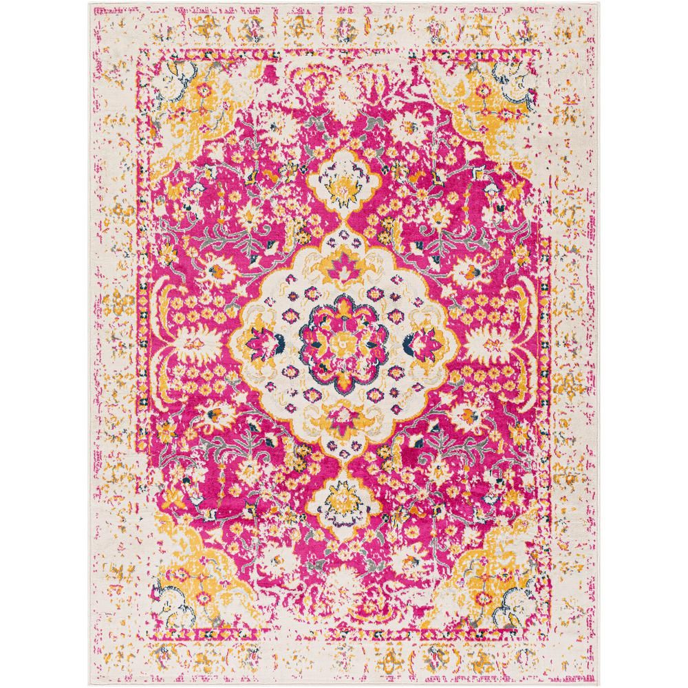 Artistic Weavers Ines Pink 5 ft. 3 in. x 7 ft. 1 in. Medallion Area Rug, Bright Pink