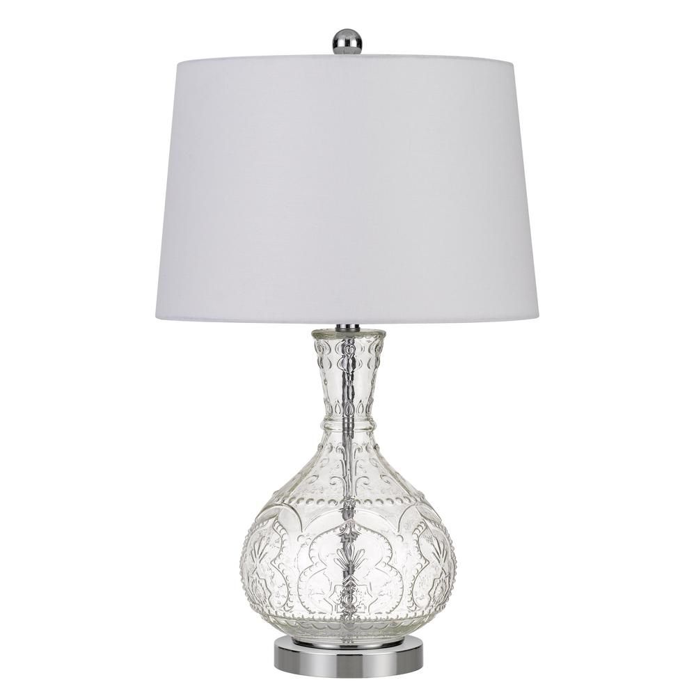 CAL Lighting 27 in. Clear Glass Indoor Table Lamp with Fabric Shade