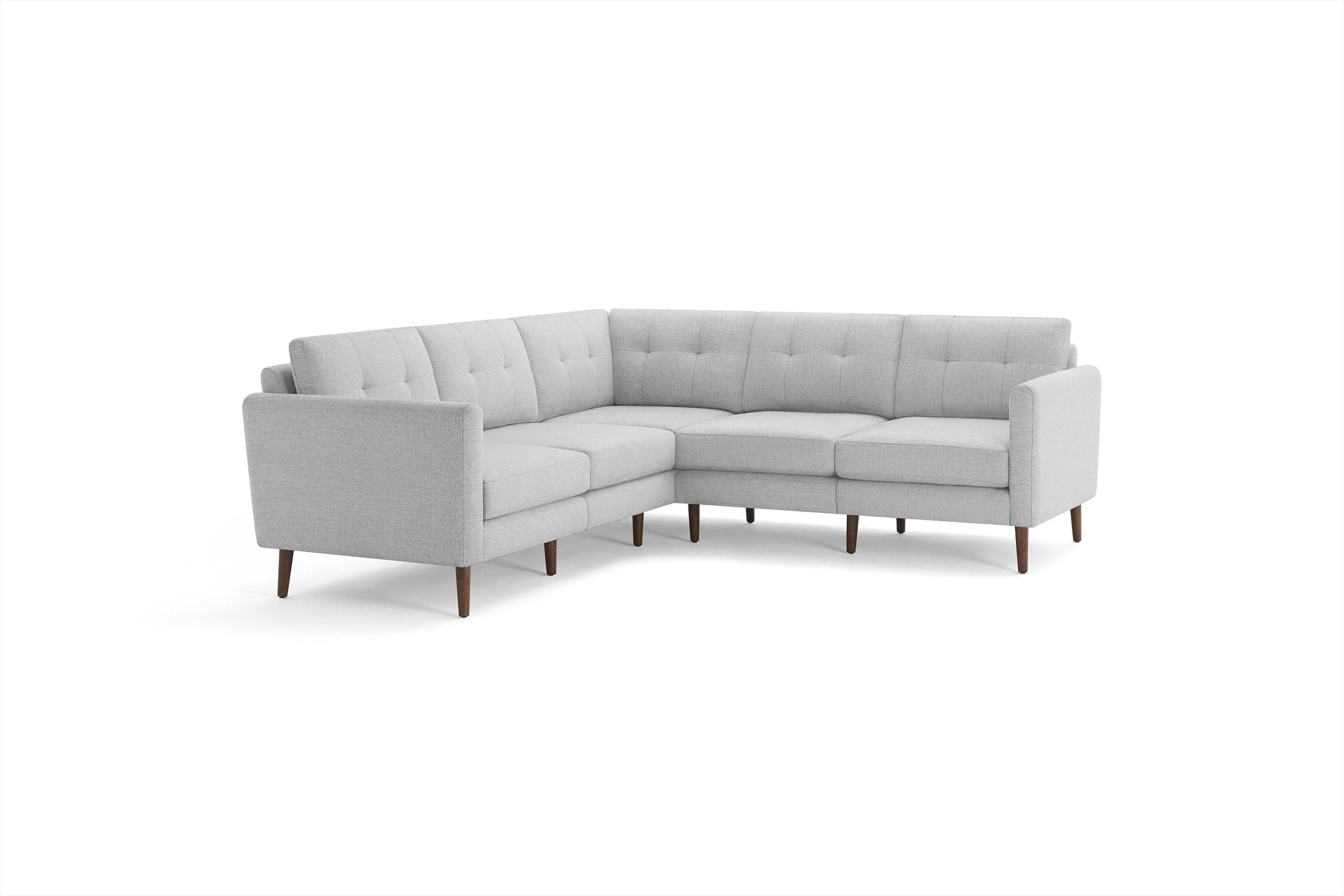 The Arch Nomad 5-Seat Corner Sectional in Crushed Gravel, Walnut Legs