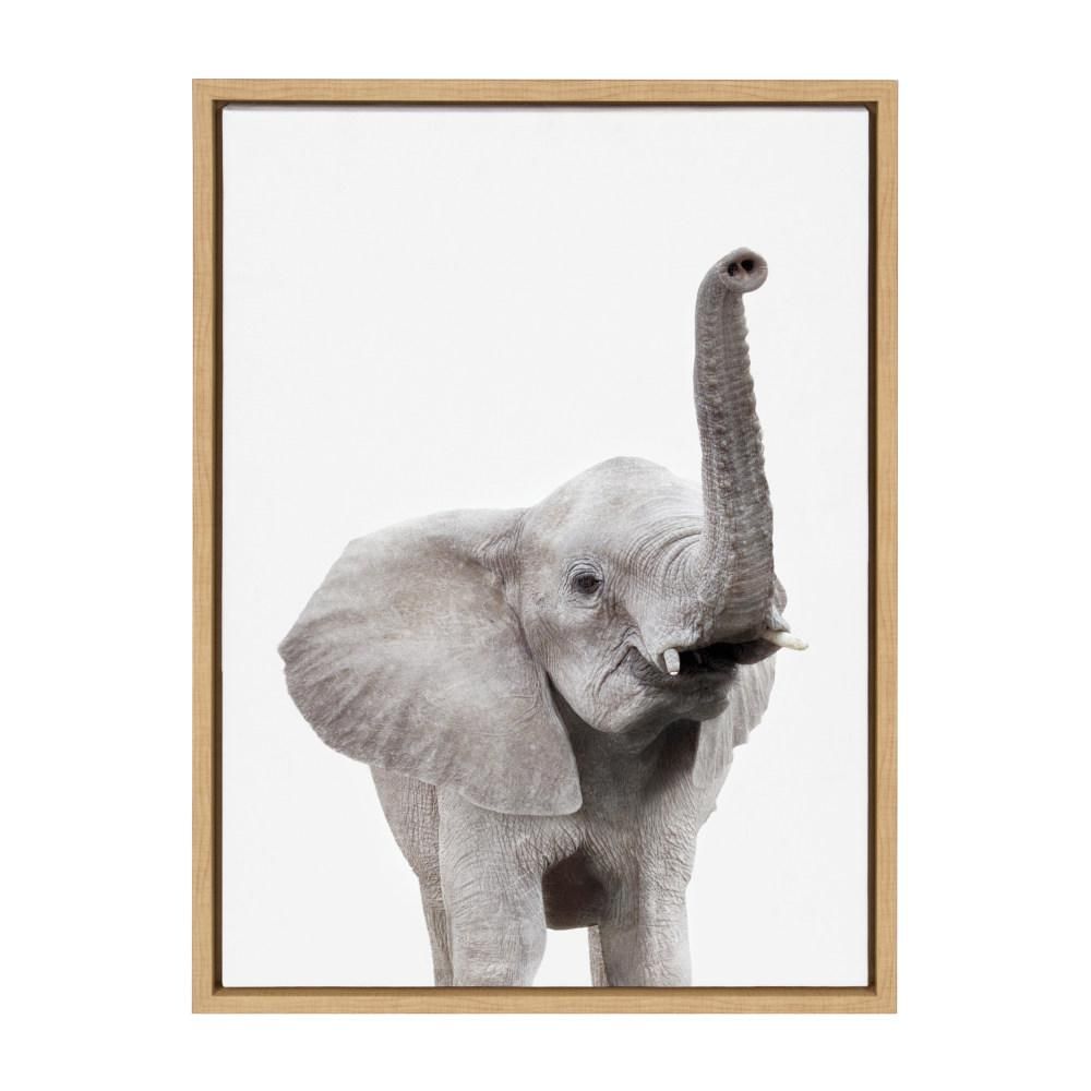Kate and Laurel Sylvie "Animal Studio Elephant" by Amy Peterson Framed Canvas Wall Art, Natural