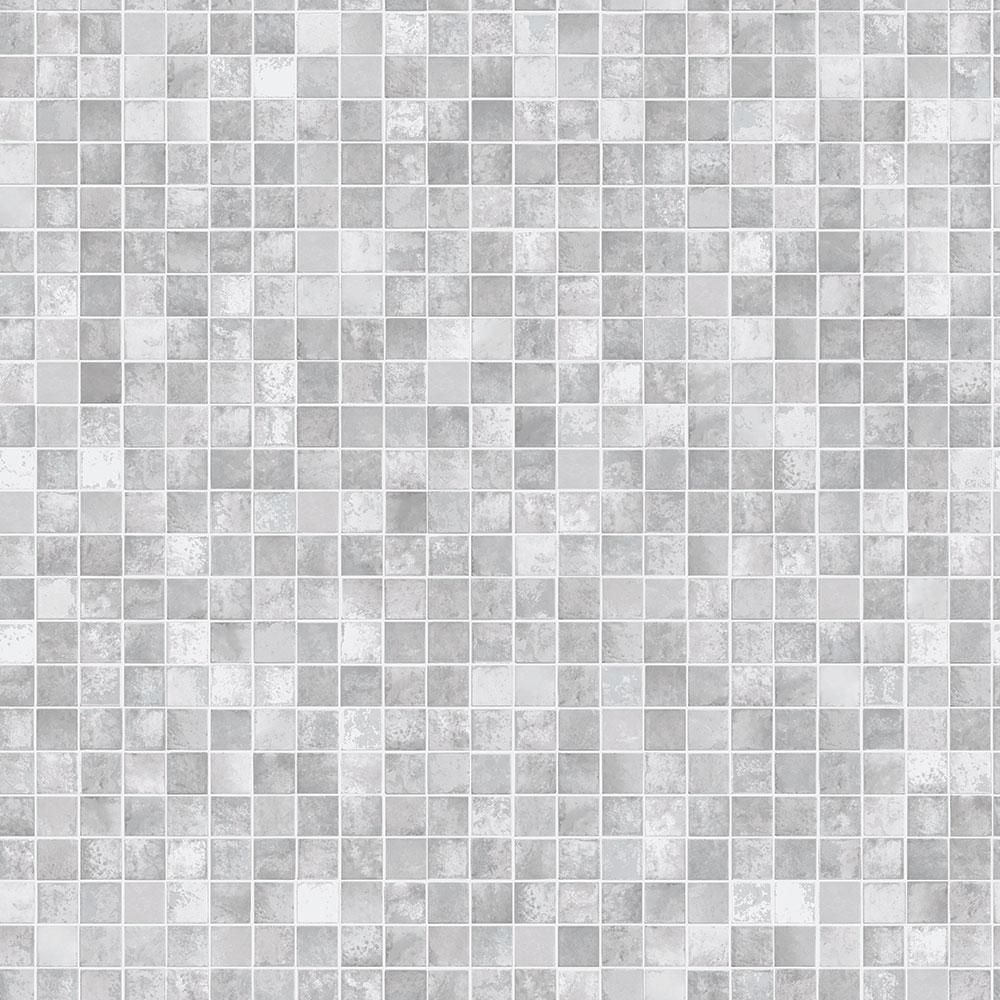 Tempaper Mosaic Tiles Grey Peel and Stick Wallpaper Sample