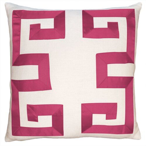 Square Feathers Empire Linen Feathers Geometric Throw Pillow Color: Birch/Fuchsia, Size: 24" x 24"