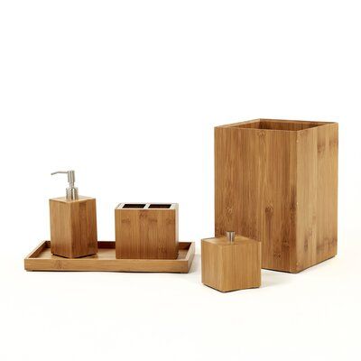 Cillian Bamboo 5-Piece Bathroom Accessory Set