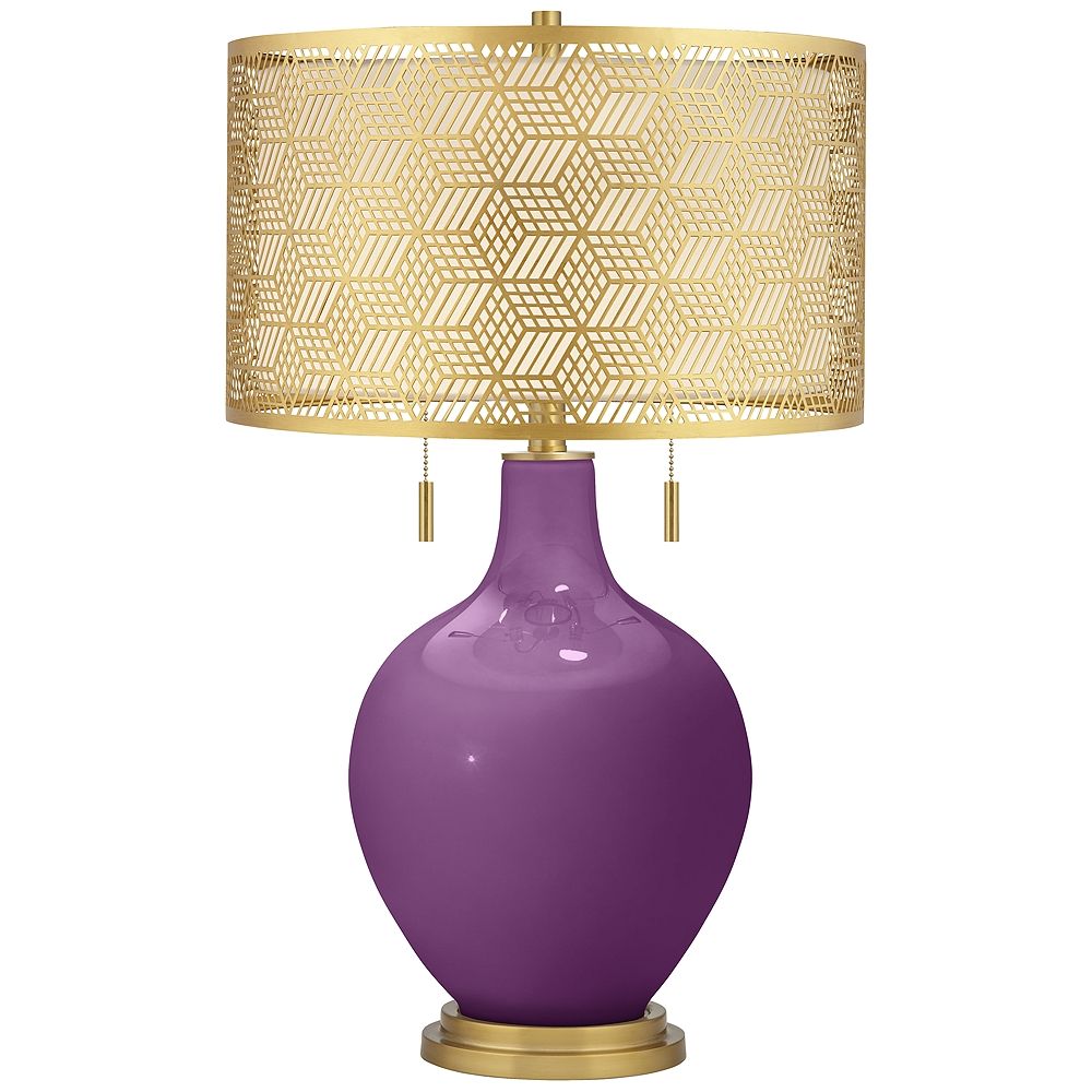 Kimono Violet Toby Brass Metal Shade Table Lamp - Style # 98M48