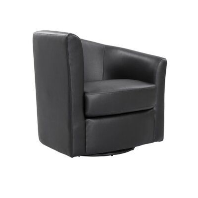Beppie 28 W Faux Leather Swivel Barrel, Black Leather Swivel Tub Chair
