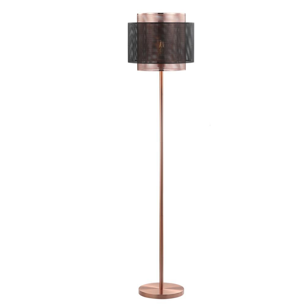 JONATHAN Y Tribeca 60.5 in. Metal LED Floor Lamp, Copper/Black - Home Depot  | Havenly