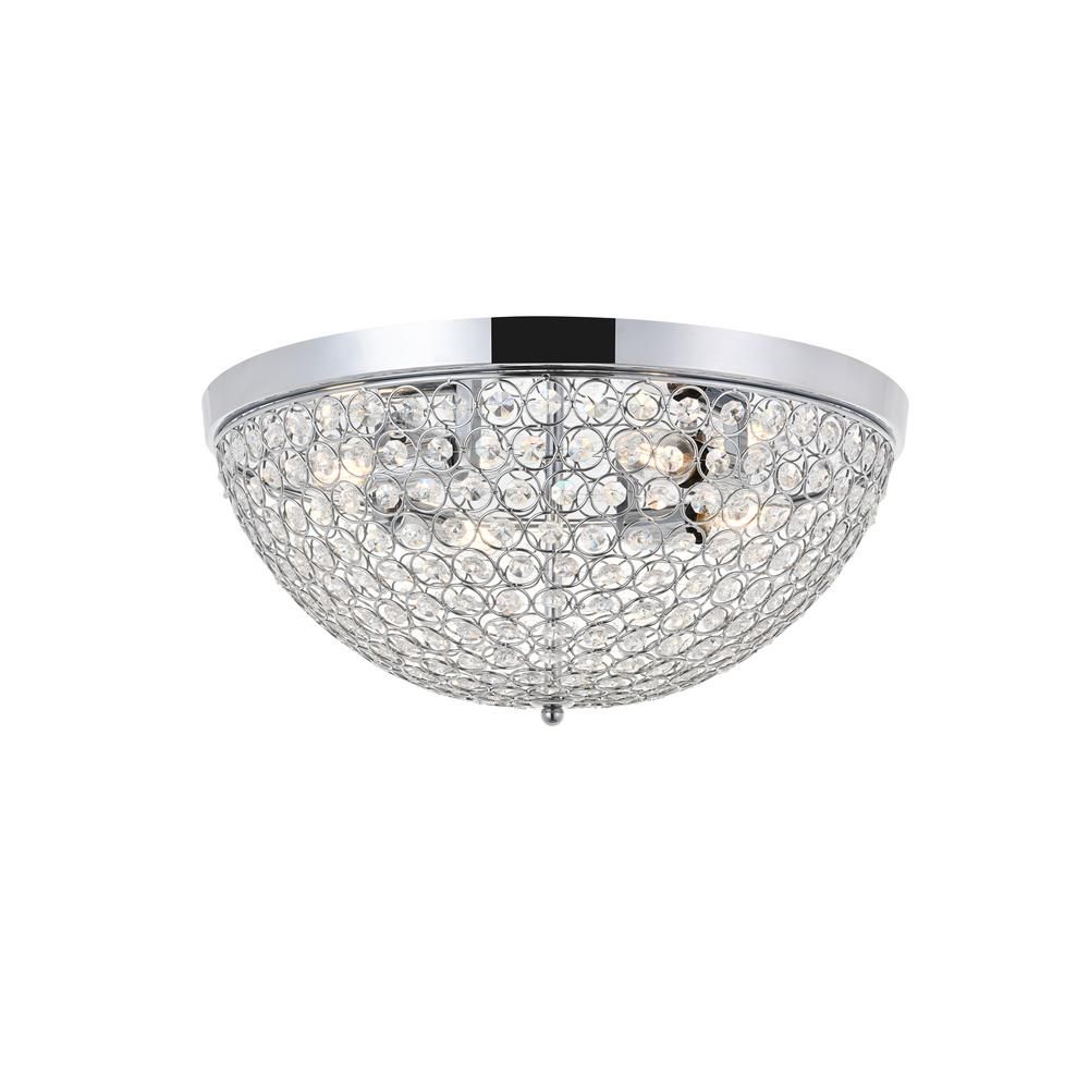 ELEGANT FURNITURE & LIGH Timeless Home Troy 18 in. W x 8 in. H 4-Light Chrome and Clear Flush Mount